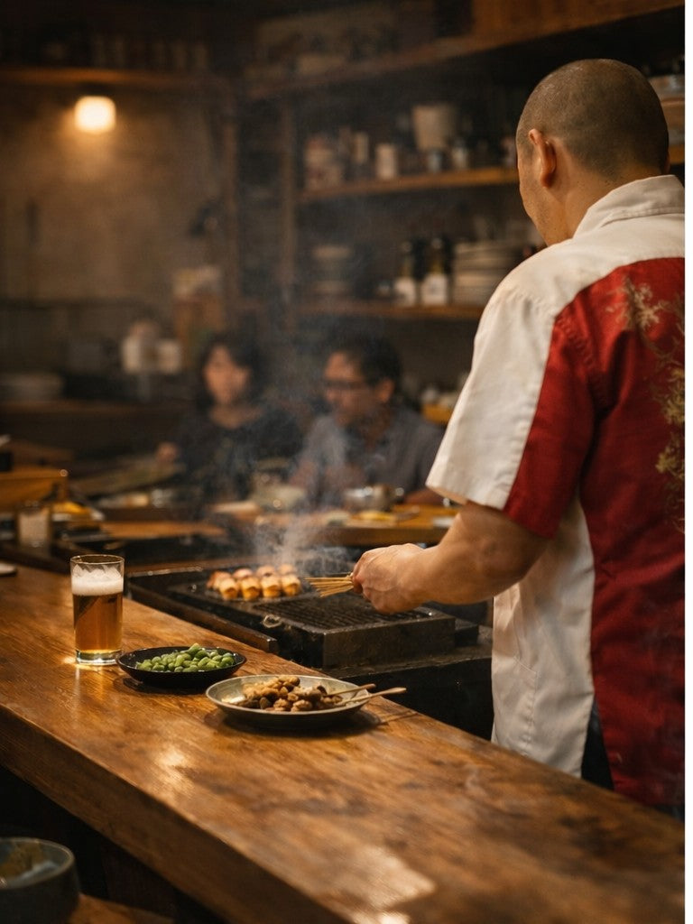 Chef grilling at a traditional Tokyo restaurant counter — Quick Booking dining concierge service